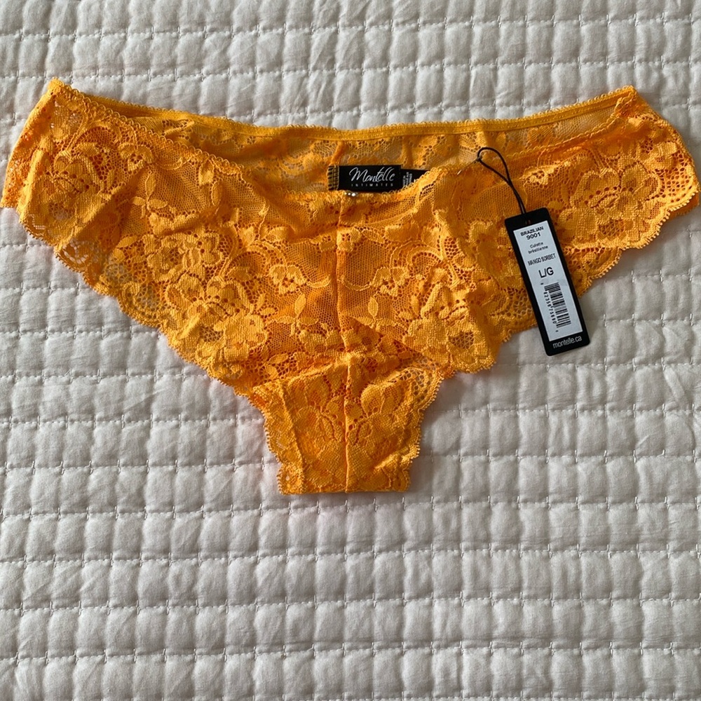 Montelle Lace Waist Brazilian cheeky in Mango Sorbet L